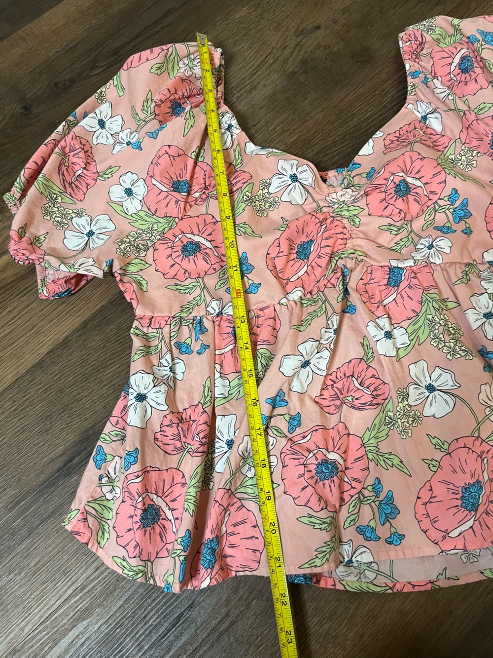 Versona Coral Floral Puff-Sleeve Babydoll Blouse Y2K Inspired - Picture 5 of 8